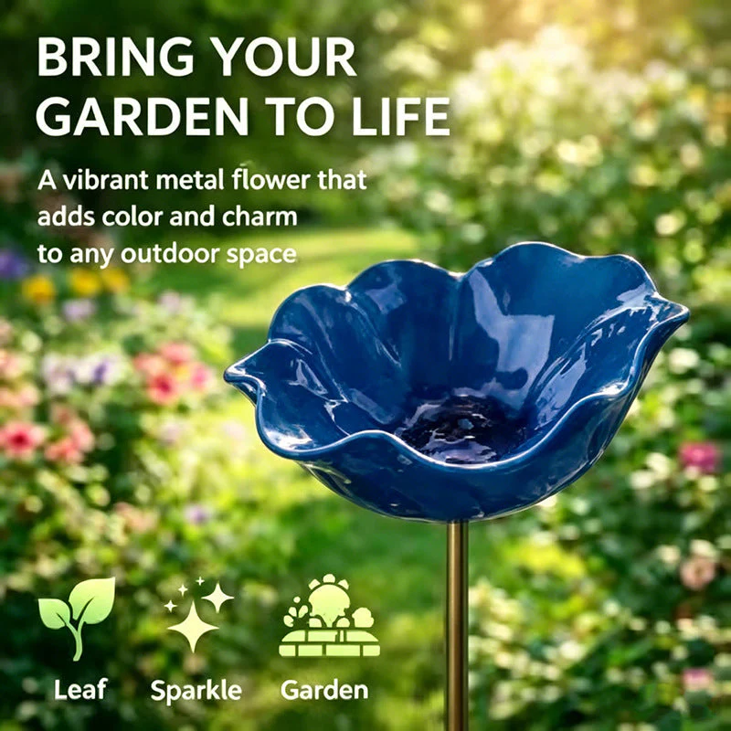 Neravio⢠šLast Day PromotionšHandmade Metal Flower Garden Stake Bird Bath