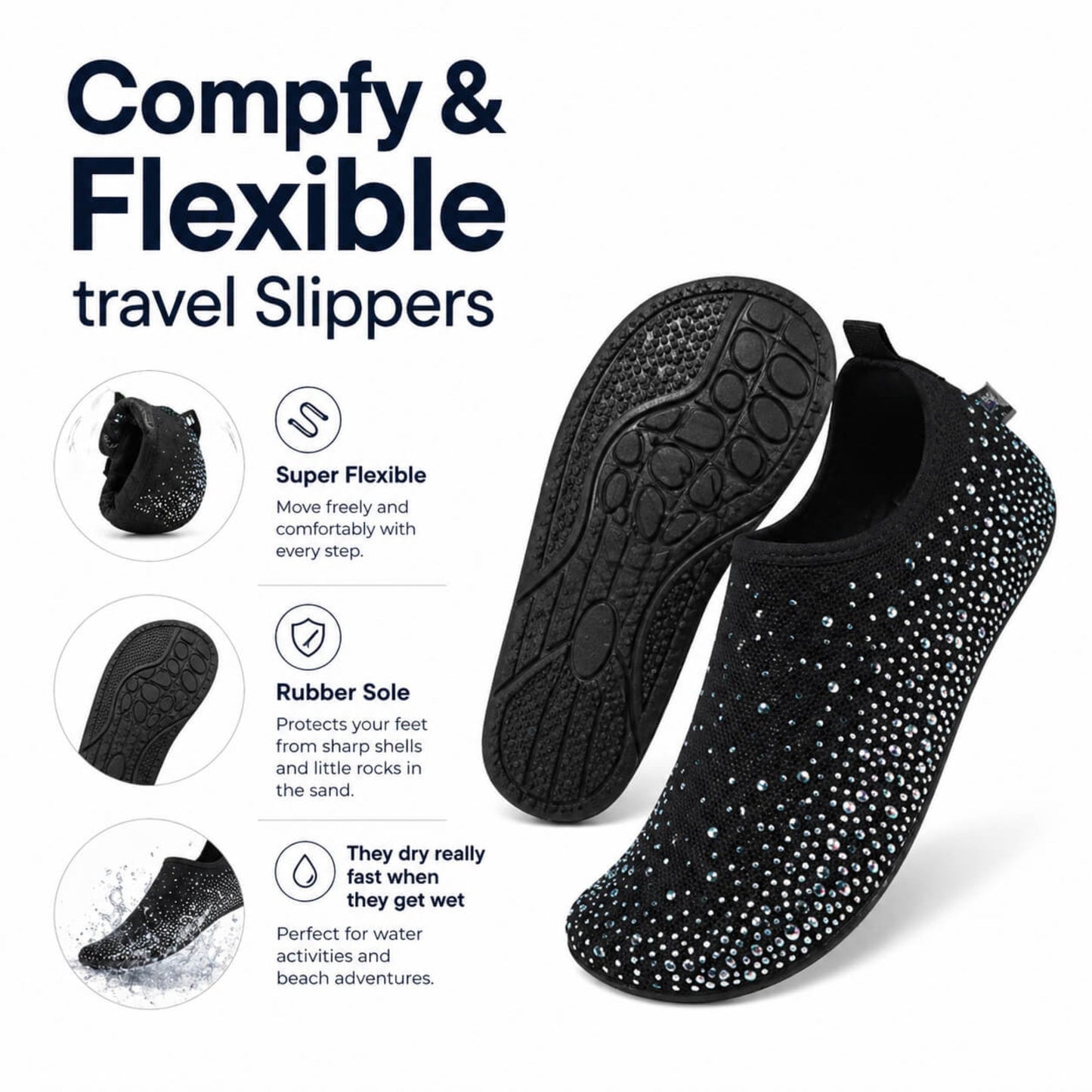 non slip aqua shoes with rubber sole