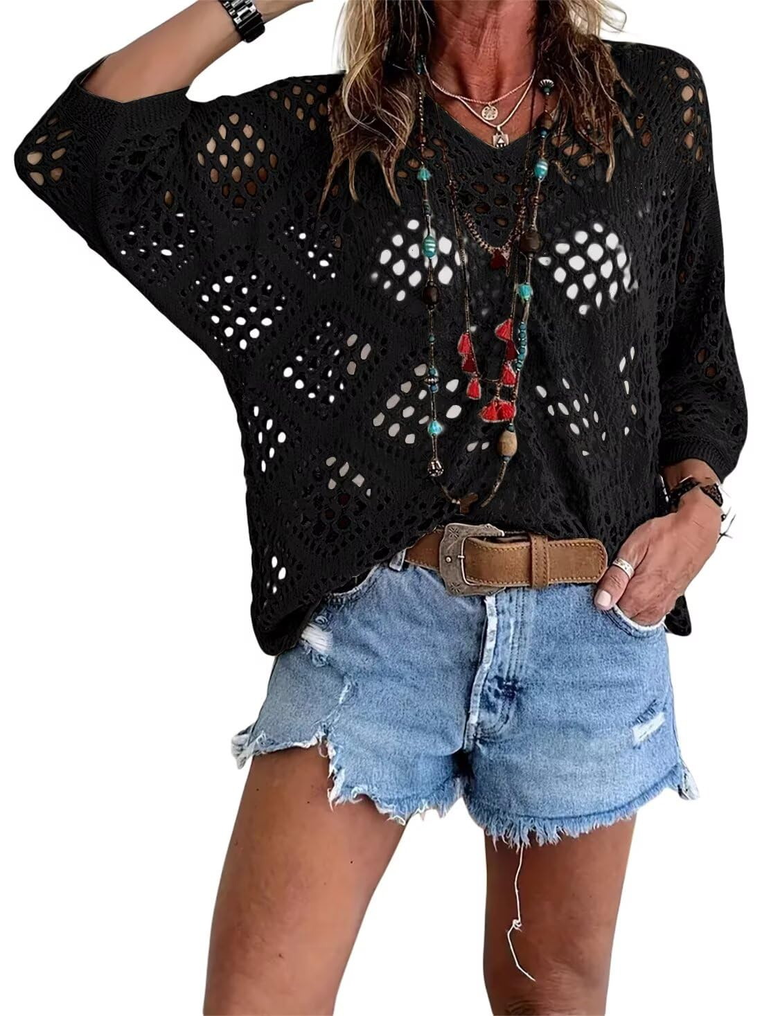 ⏰ Hot Seller — Almost Gone 49% OFF Today Only🔥 | Women’s Boho Crochet V-Neck Top