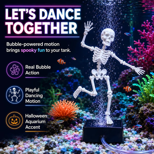 ☠️🫧Dancing Skeleton Bubble Aquarium Ornament