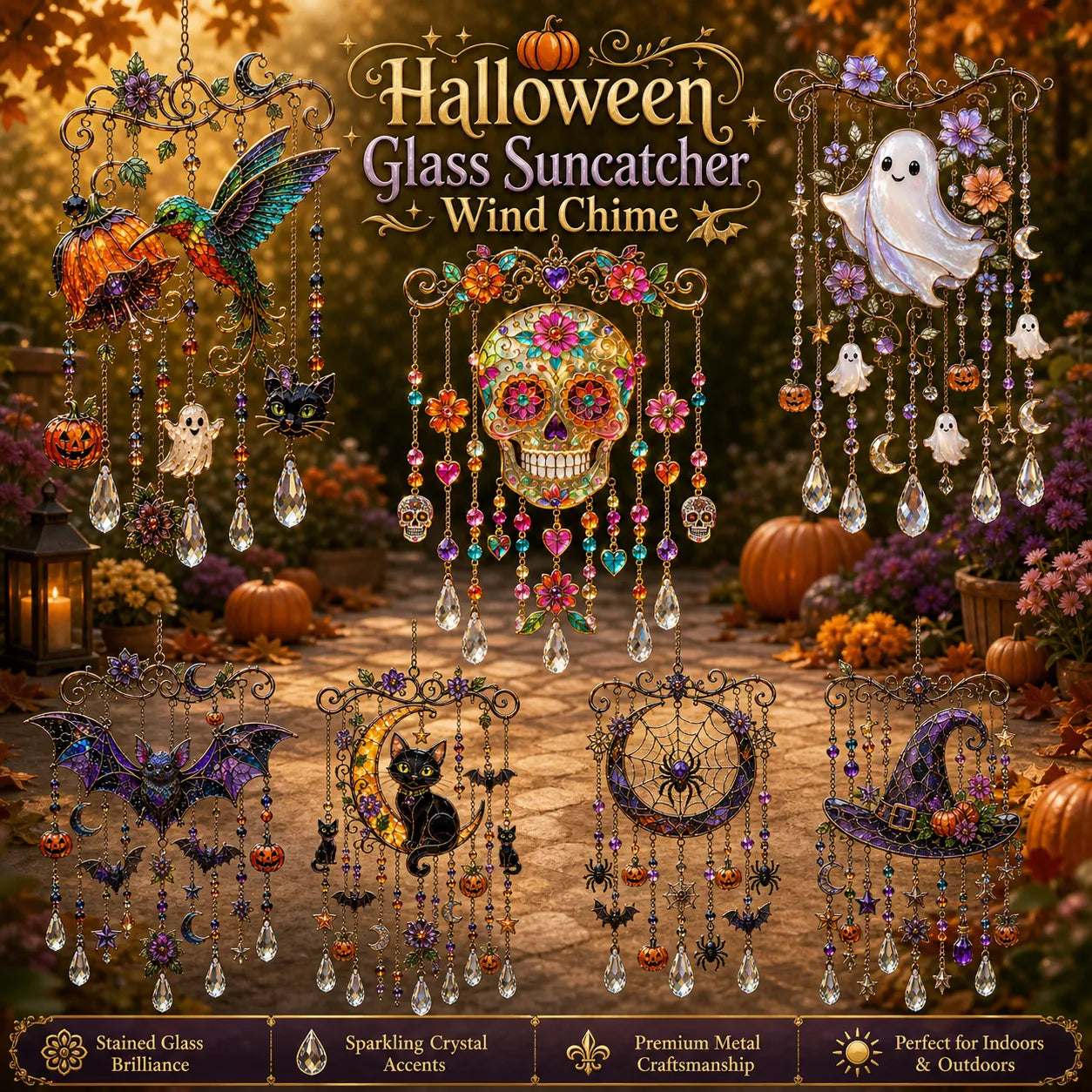 🎃Capteur solaire et carillon éolien d'Halloween