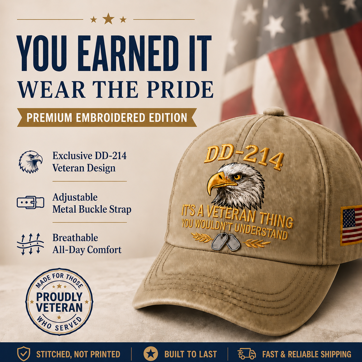🎖️DD-214 Veteran 3D Embroidered Cap - “IT'S A VETERAN THING YOU WOULDN'T UNDERSTAND”