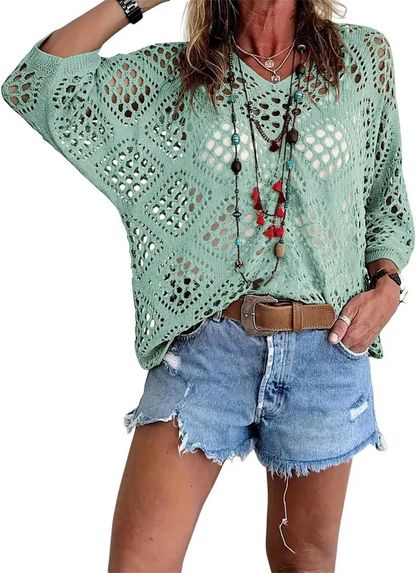 ⏰ Hot Seller — Almost Gone 49% OFF Today Only🔥 | Women’s Boho Crochet V-Neck Top