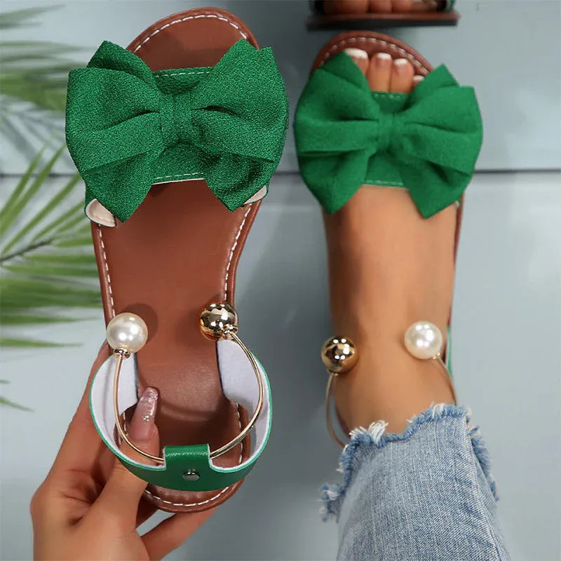 Women’s Bow Accent Slingback Flat Sandals