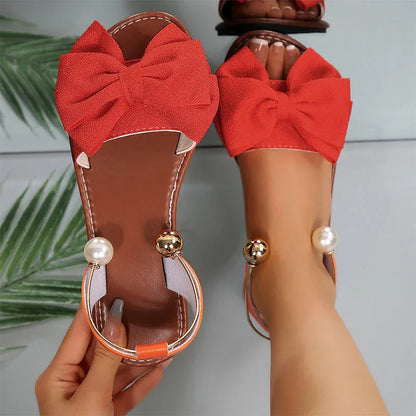 Women’s Bow Accent Slingback Flat Sandals