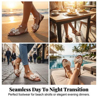 Women’s Bow Accent Slingback Flat Sandals